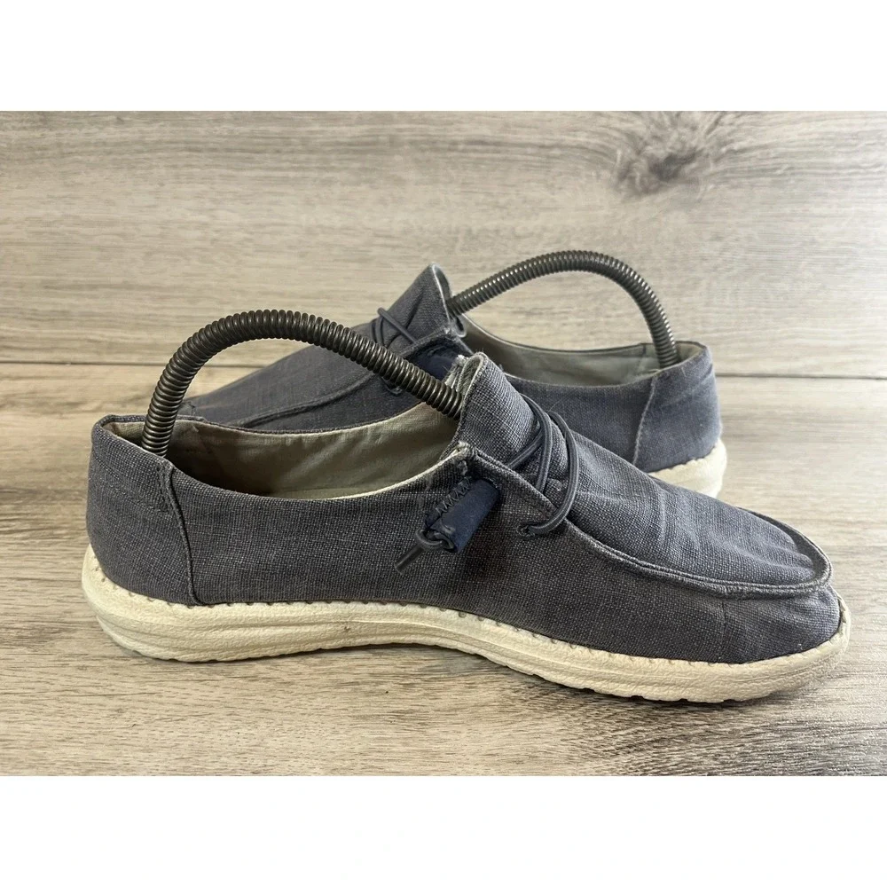 Hey Dude‎ Womens Chambray Navy White Casual Comfort Loafers Shoes Size 9